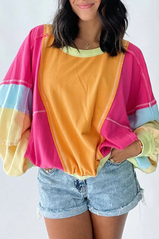 Love Salve Rose Colorblock Women's Plus Size Sweatshirt: Fall Fashion, Southern Belle Style