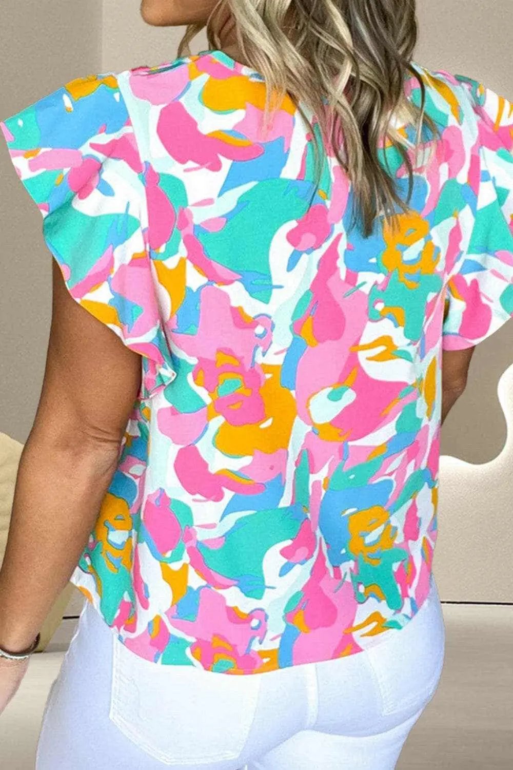 Blouse - Ruffled Cap Sleeve - Elegant Style