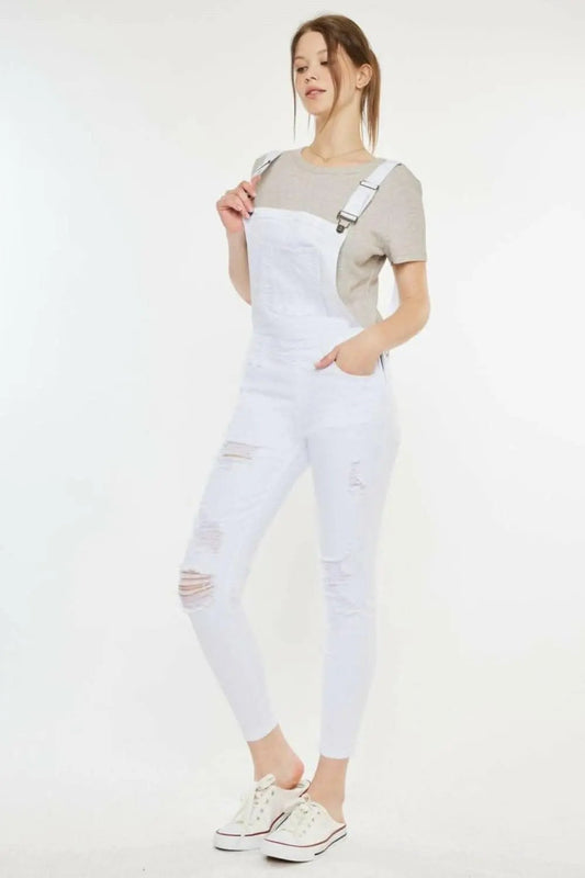 Trendsi Distressed Skinny Denim Overalls Women's Casual Chic Jeans - Rugged Style