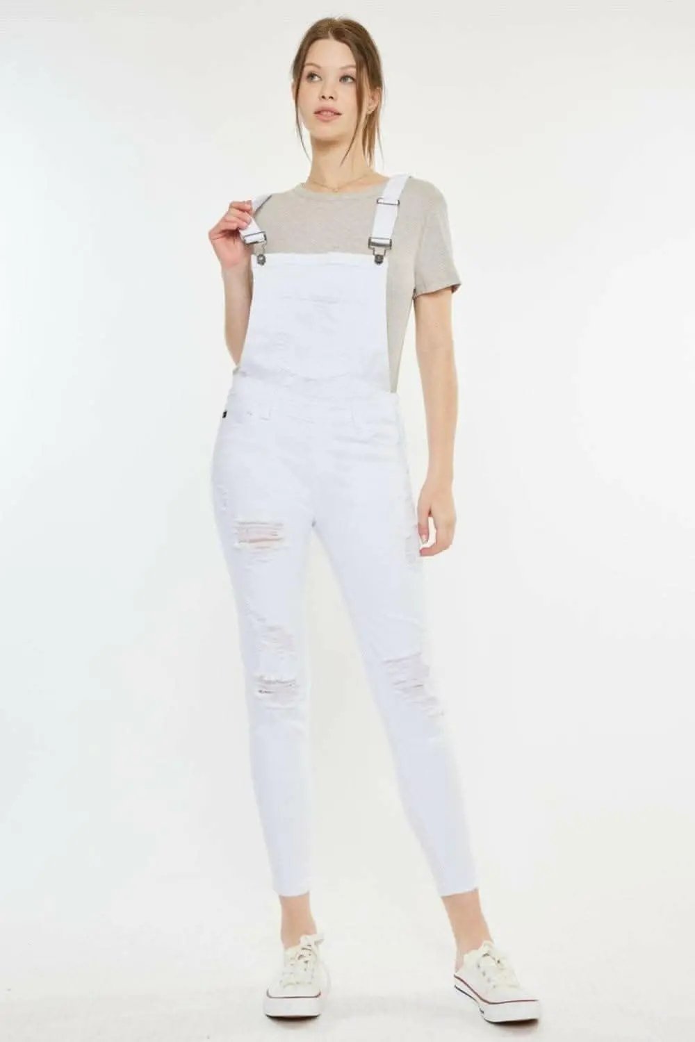 Trendsi Distressed Skinny Denim Overalls Women's Casual Chic Jeans - Rugged Style
