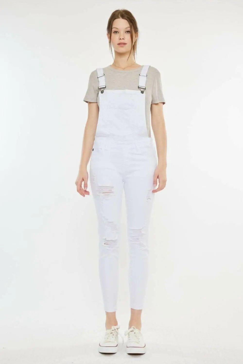 Trendsi Distressed Skinny Denim Overalls Women's Casual Chic Jeans - Rugged Style