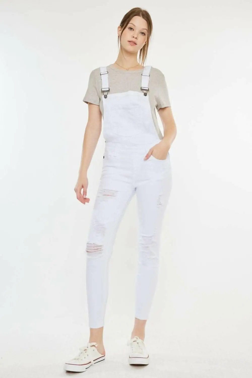 Trendsi Distressed Skinny Denim Overalls Women's Casual Chic Jeans - Rugged Style