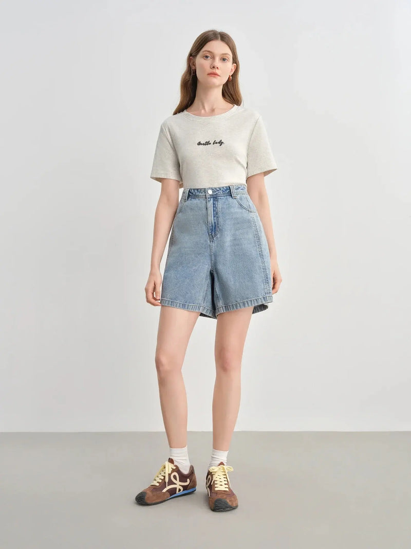 Loran Plus-Size High-Rise Denim Shorts