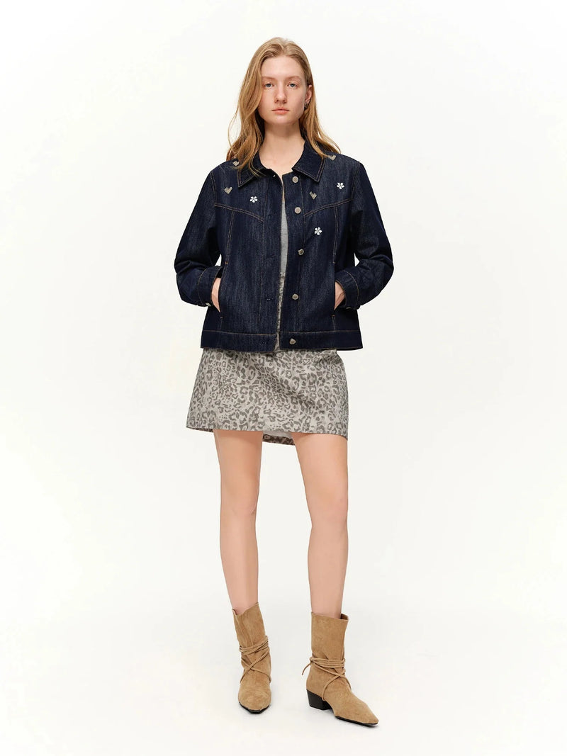 Loran Embroidered Raw-Wash Denim Jacket