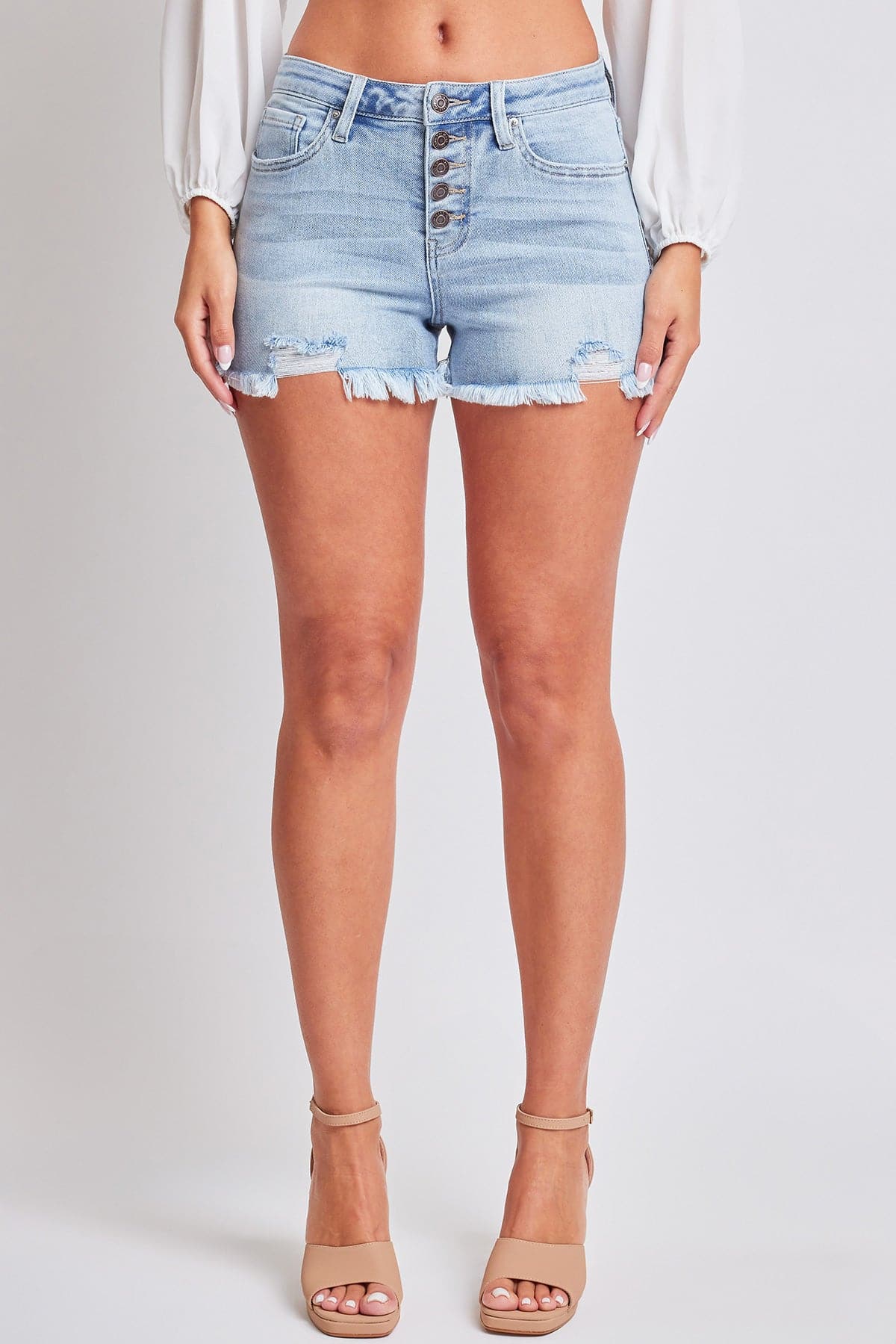 Women's Luxe Fray Hem Denim High Rise Short