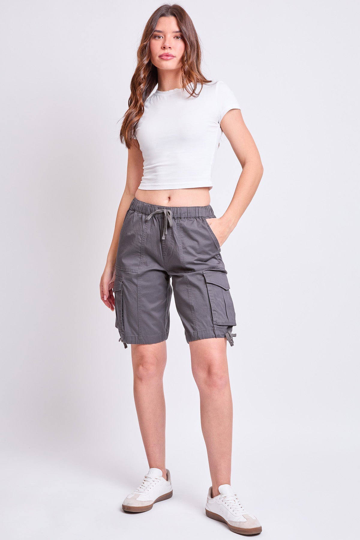 Women's High Rise Long Cargo Shorts
