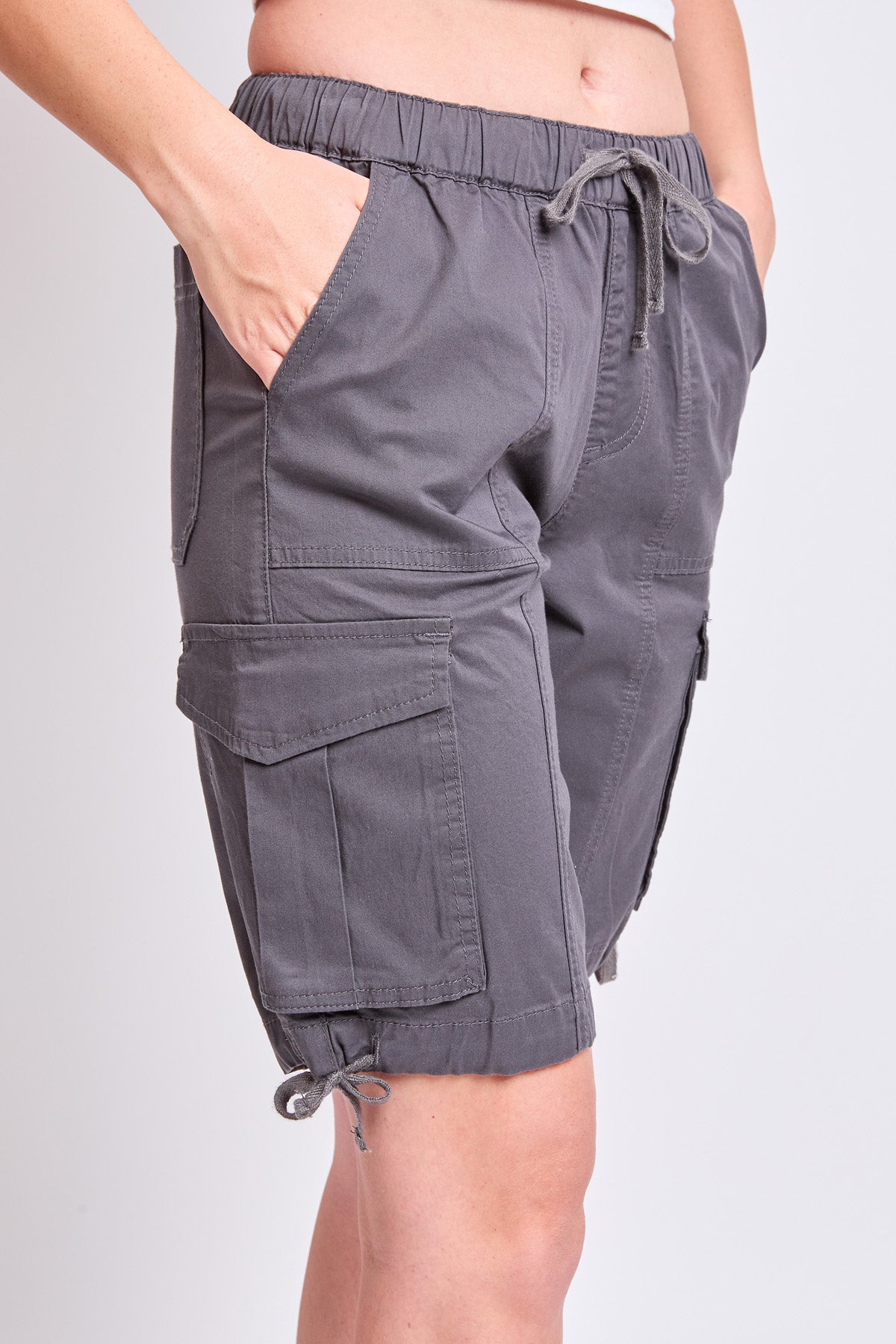 Women's High Rise Long Cargo Shorts