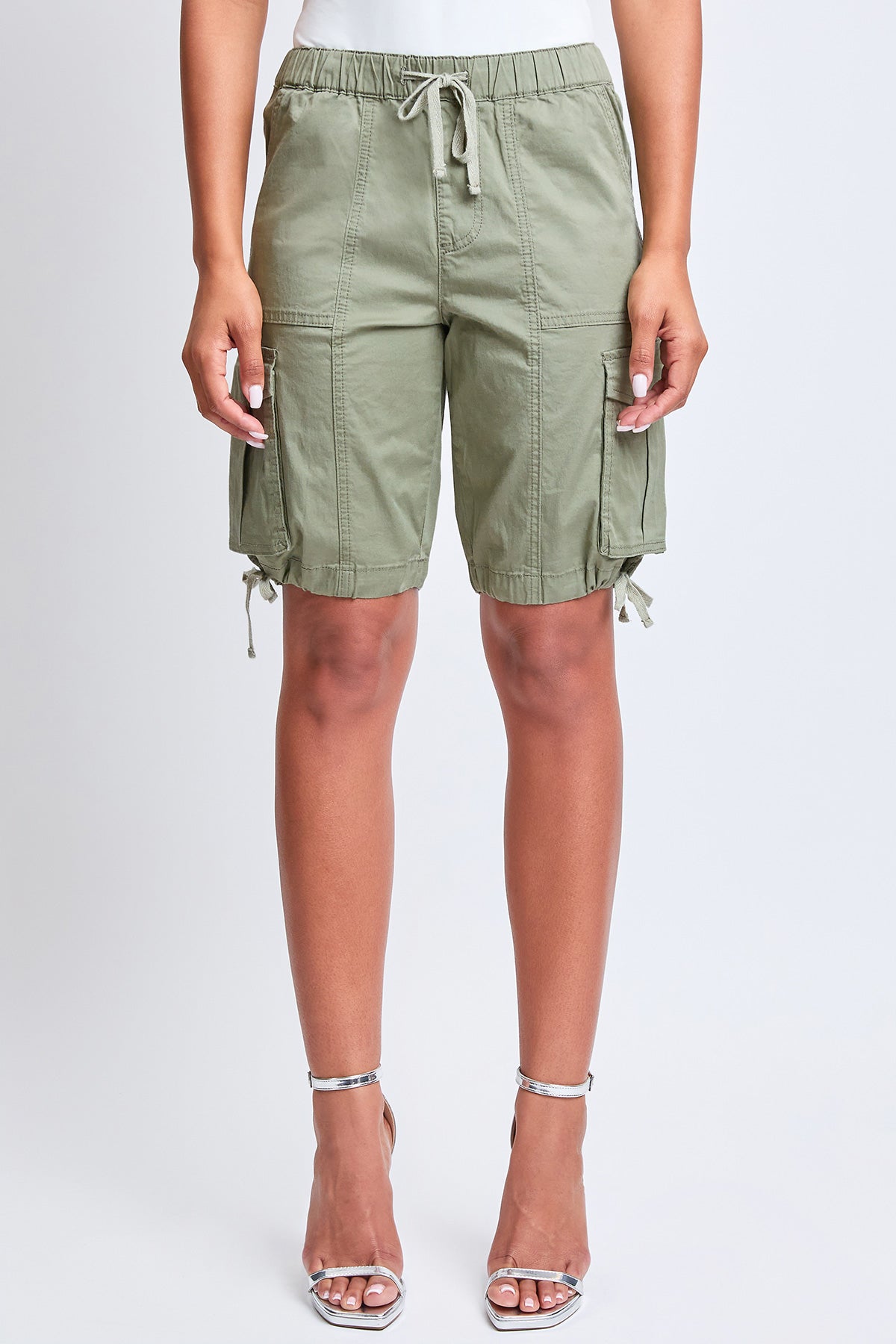 Women's High Rise Long Cargo Shorts