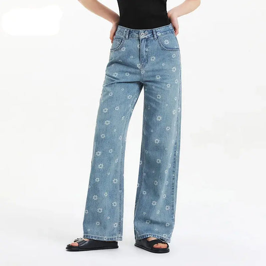 Loran Cotton Wide-Leg Jeans in Blue