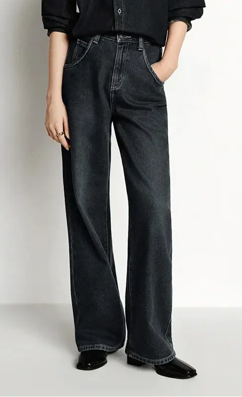 Loran High-Rise Fleece-Lined Wide-Leg Jeans