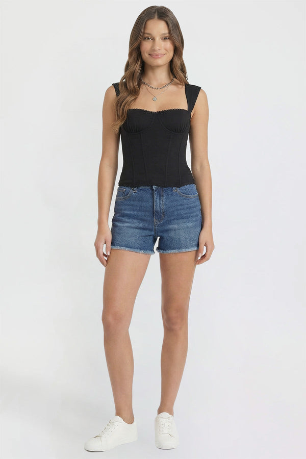 Women's Luxe Fray Hem Shorts