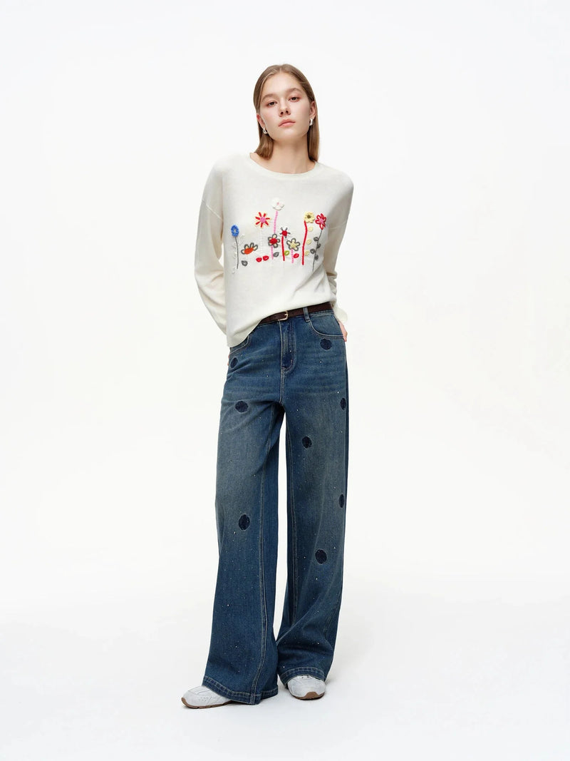 Loran Vintage Straight-Leg Floor-Length Jeans in Royal Blue