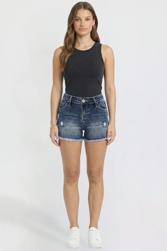 Women's Luxe Americana Star Patch Denim Shorts