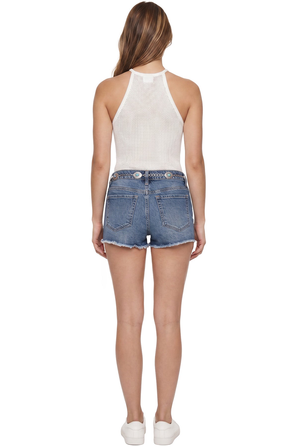 Women's Fray Hem Belted Shorts