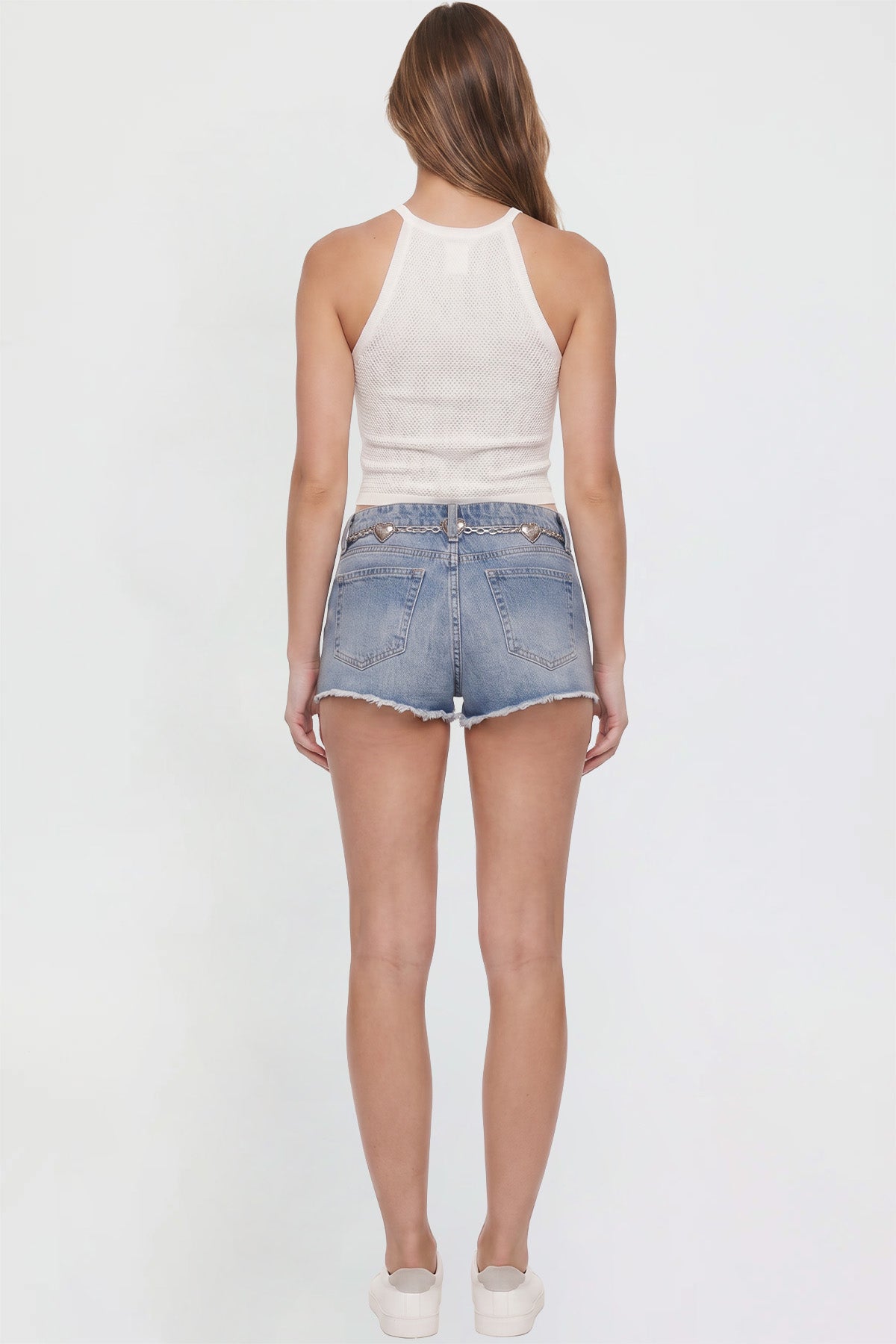 Women's Luxe Fray Hem Belted Shorts