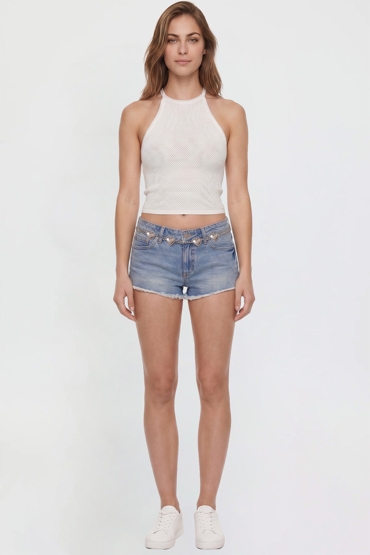 Women's Luxe Fray Hem Belted Shorts