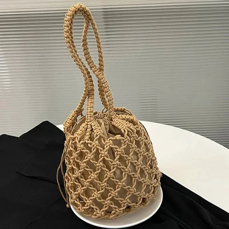 Sexikinis Swim Mesh Rope Bag Women's Everyday Shoulder Bucket Bag - Stylish & Lightweight