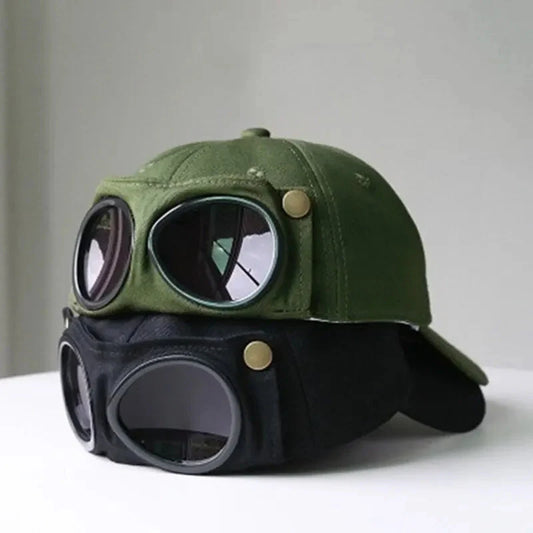 Aviator Baseball Cap – Unisex Summer Hat with Built-In Sunglasses