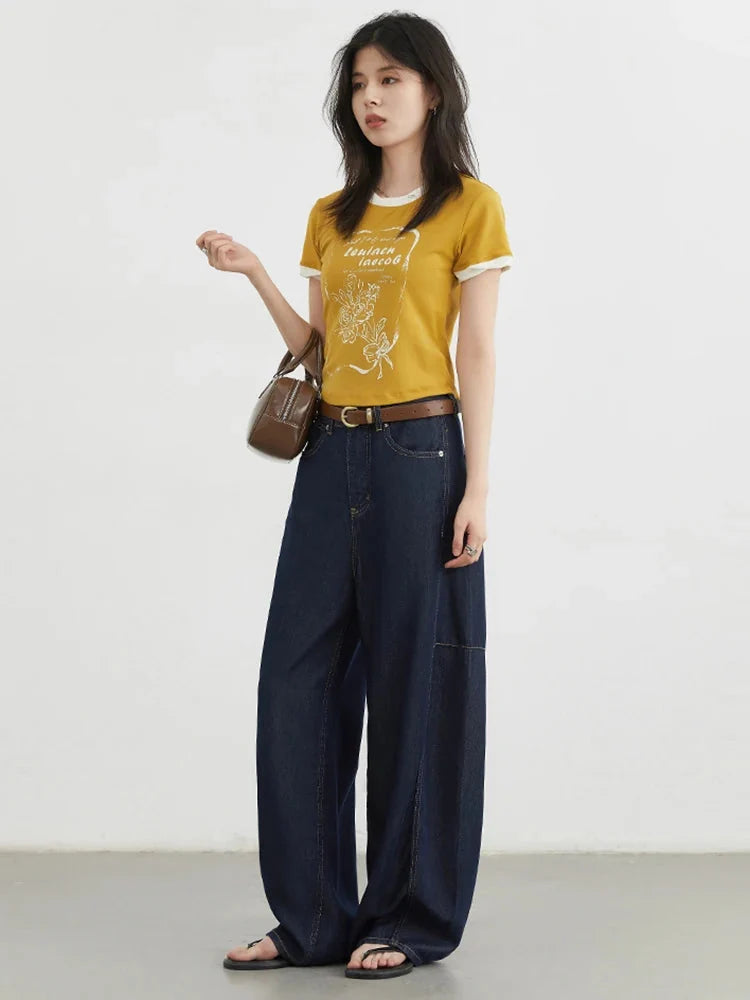 Loran High-Rise Split-Hem Wide-Leg Jeans in Blue