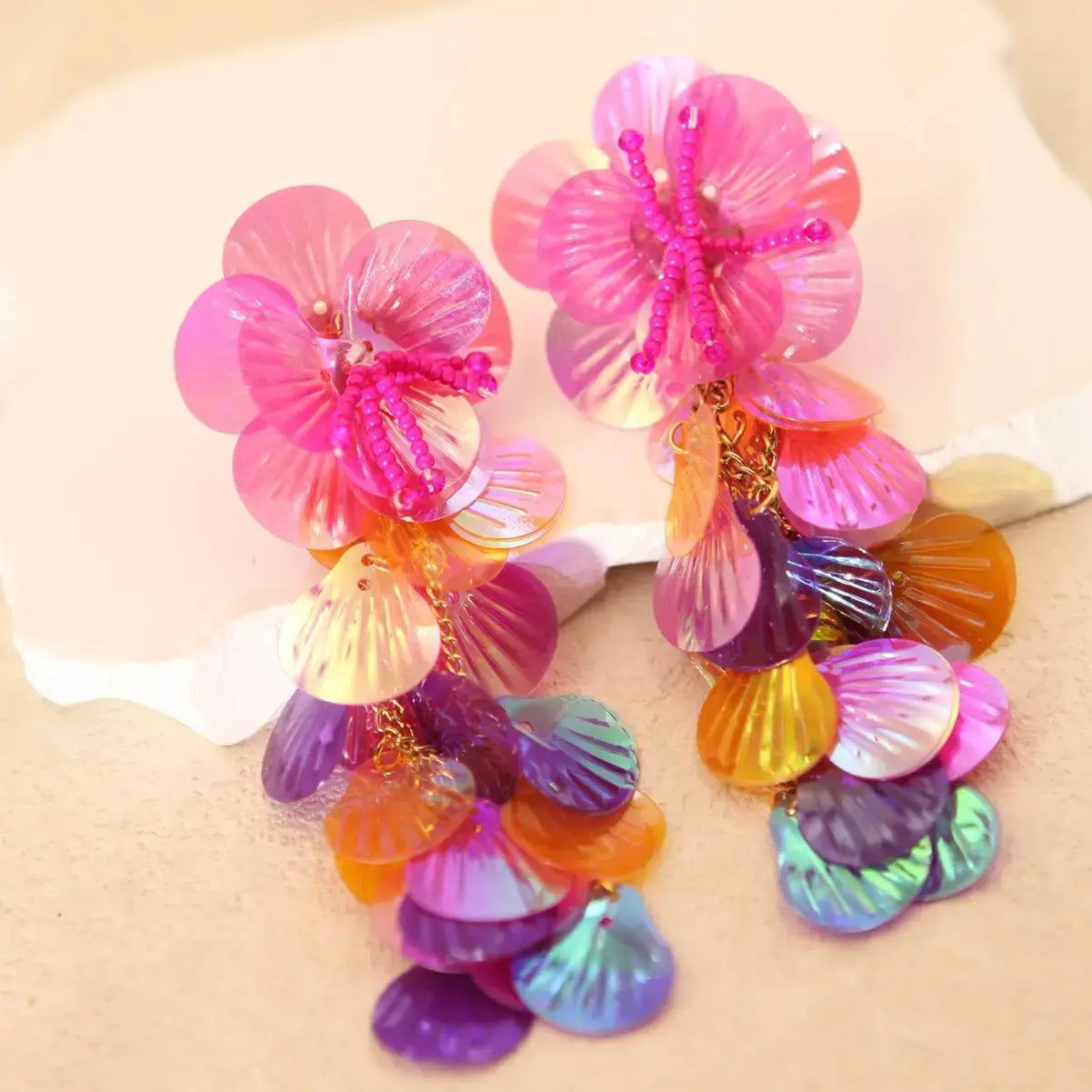 Earrings - Colorful Shell - Women's Statement Jewelry