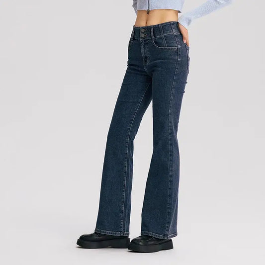 Loran High-Rise Fleece-Lined Flare Jeans, view 2