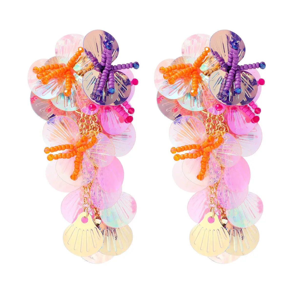 Earrings - Colorful Shell - Women's Statement Jewelry