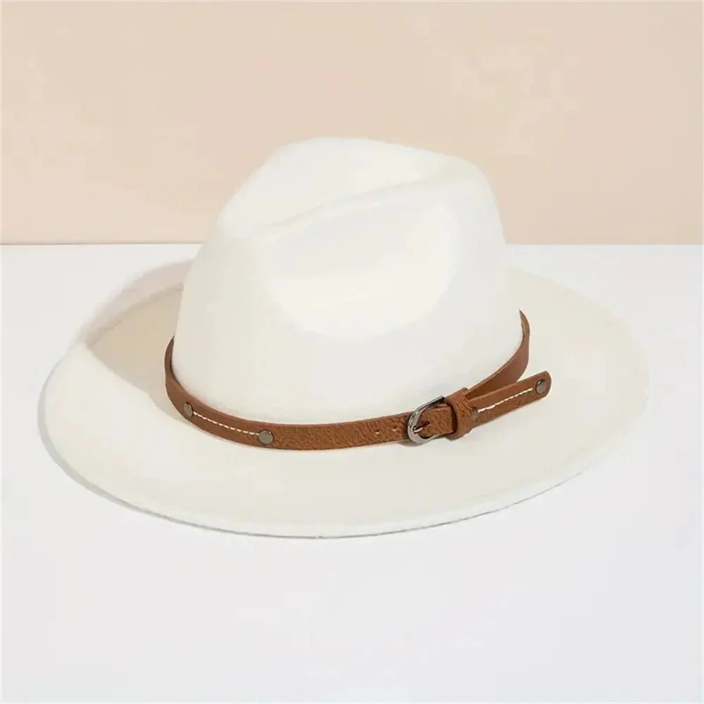Unisex Wool Fedora – Flat-Brim Felt Hat for Fall & Winter
