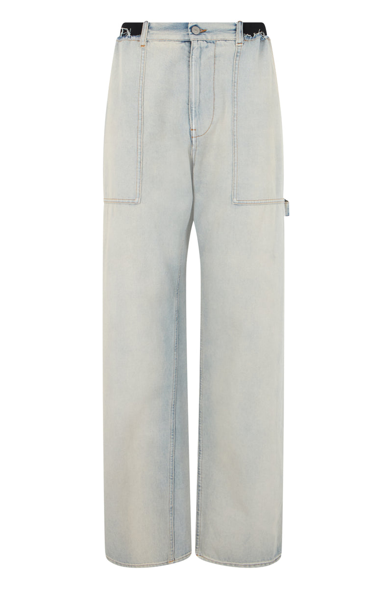Straight-Leg Jeans in Light Blue Cotton Denim