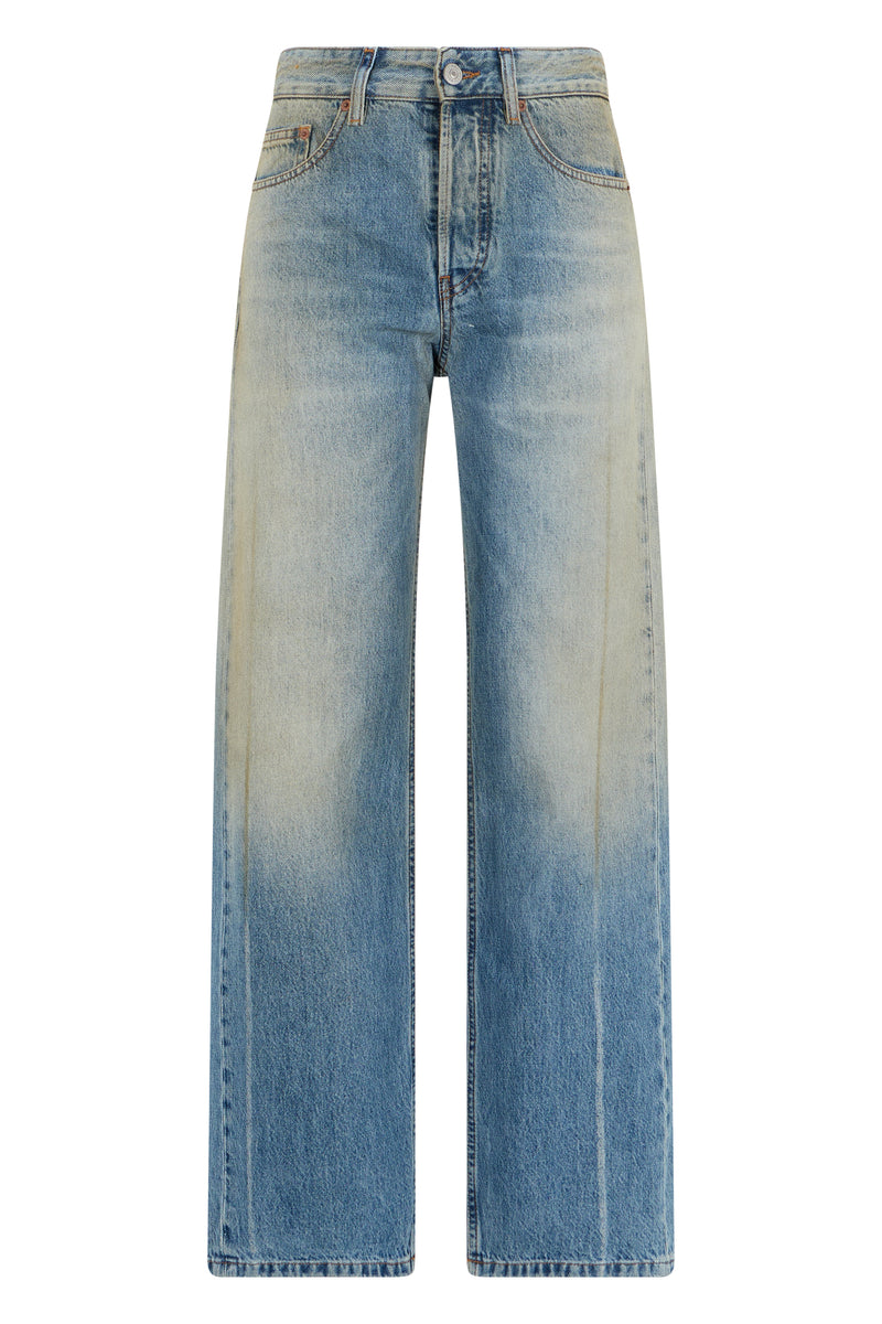 Denim Straight-Leg Jeans Medium Blue