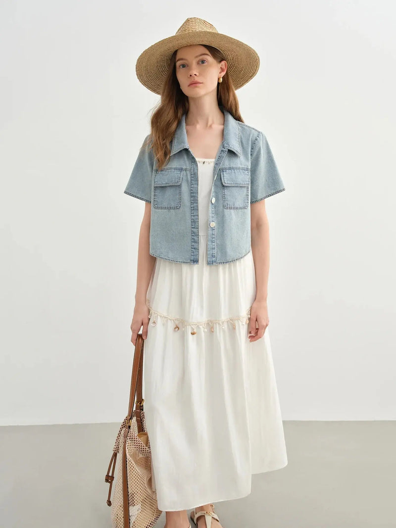 Loran Suspender Dress and Denim Jacket Set
