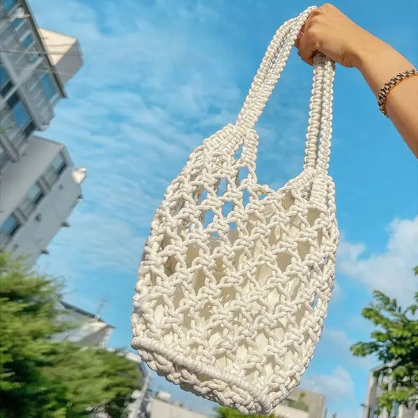 Sexikinis Swim Mesh Rope Bag Women's Everyday Shoulder Bucket Bag - Stylish & Lightweight