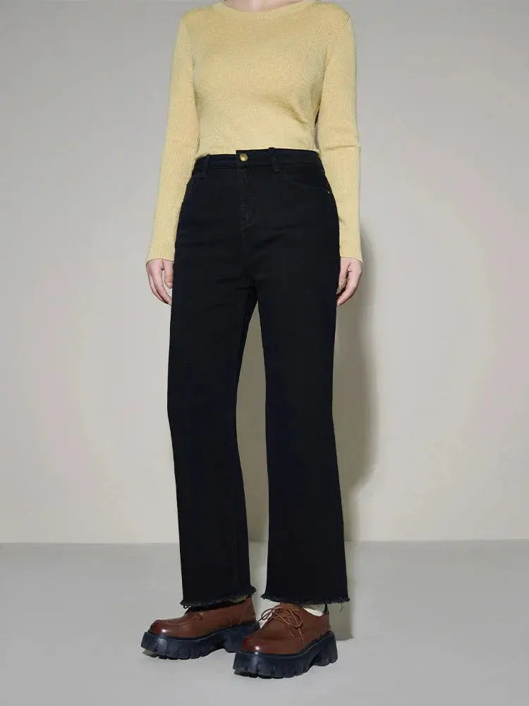 Loran Fleece-Lined High-Rise Straight Jeans