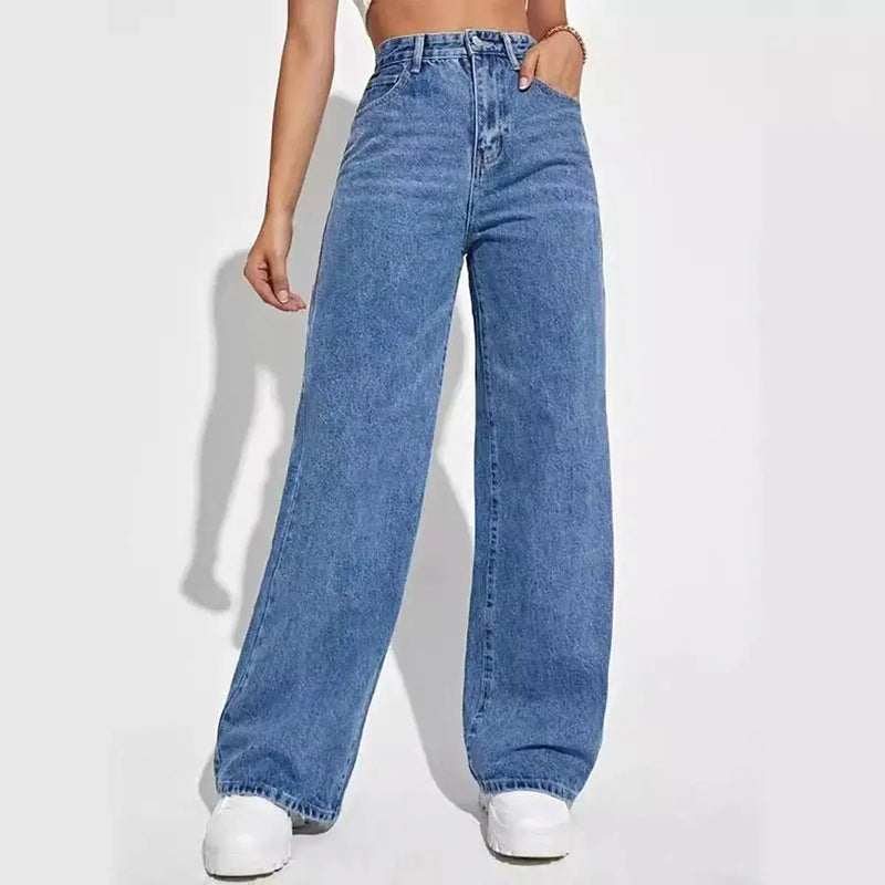 Loran Wide-Leg Straight Jeans in Dark Blue
