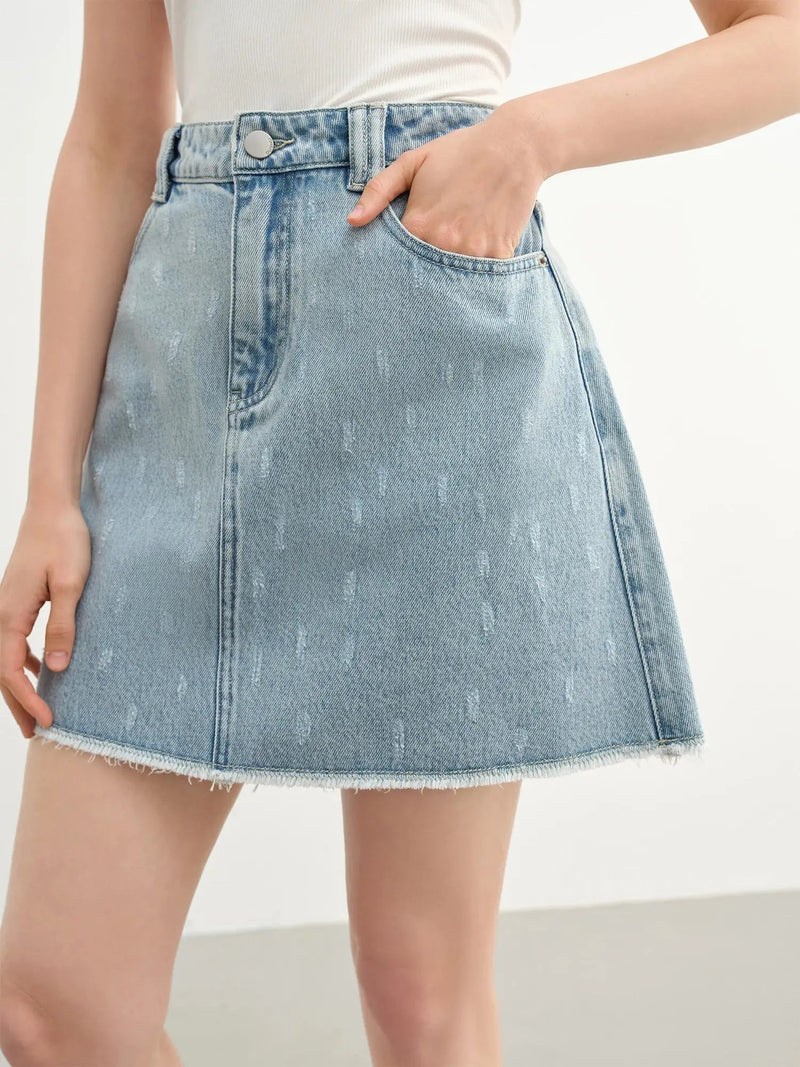 Loran Plus-Size High-Rise Denim Skirt in Blue