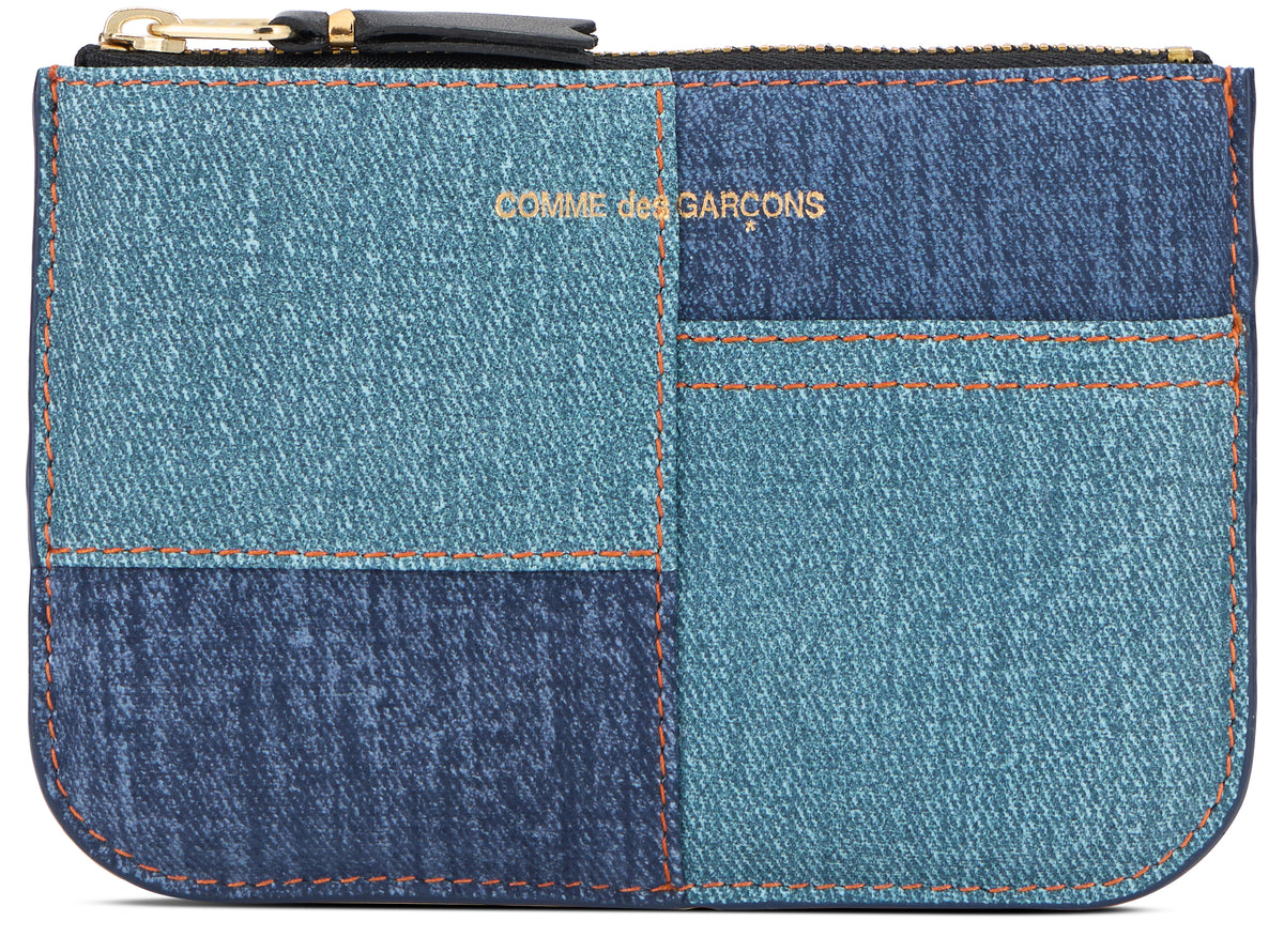 Denim Patchwork Leather Pouch