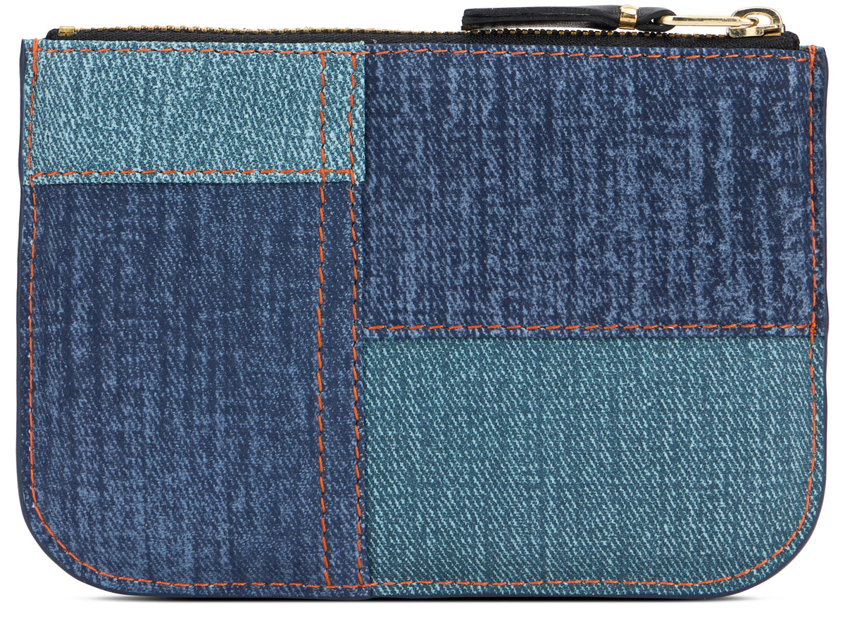 Denim Patchwork Leather Pouch