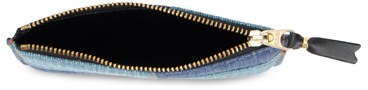 Denim Patchwork Leather Pouch