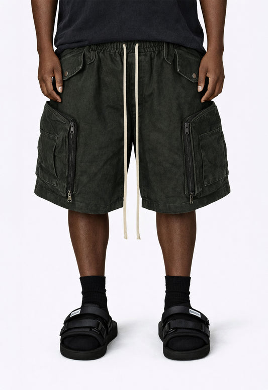 DRAWSTRING JUMBO POCKET CARGO SHORTS