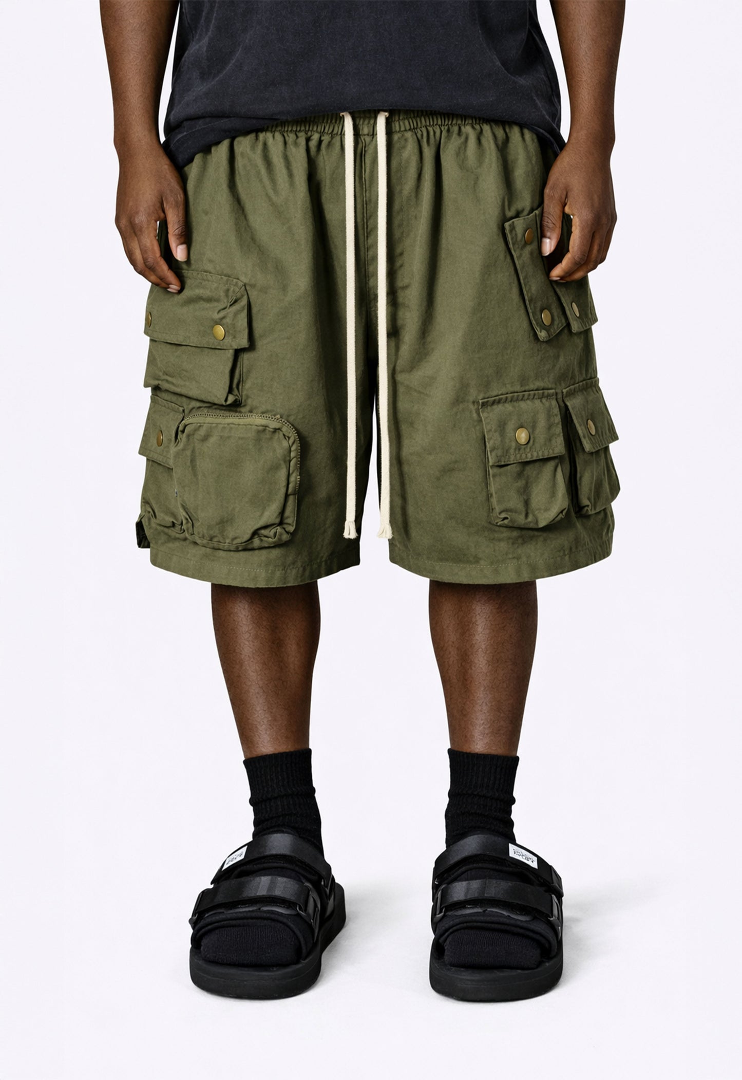 OLIVE MULTI CARGO SHORTS