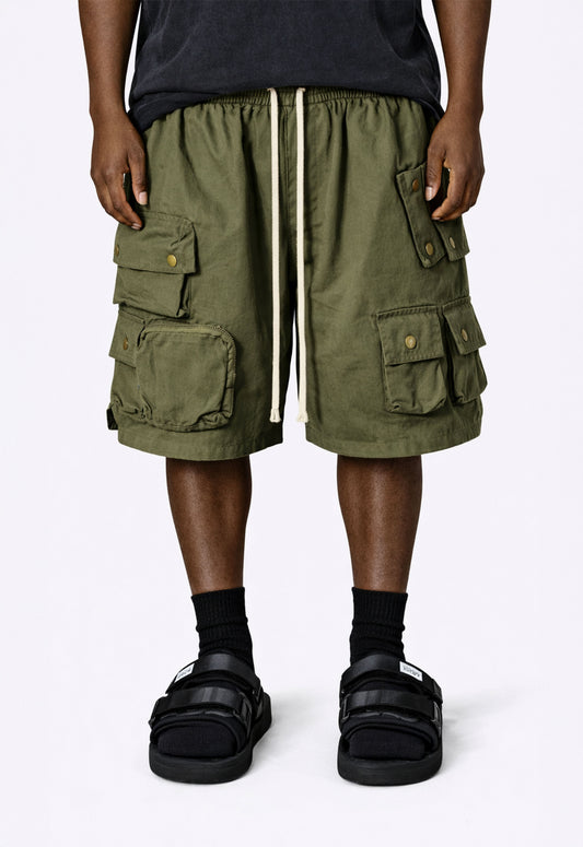 OLIVE MULTI CARGO SHORTS
