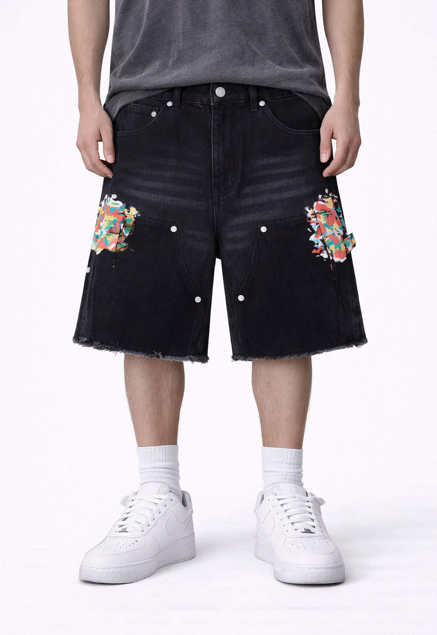 NOIR SPLIT PAINTERS SHORTS