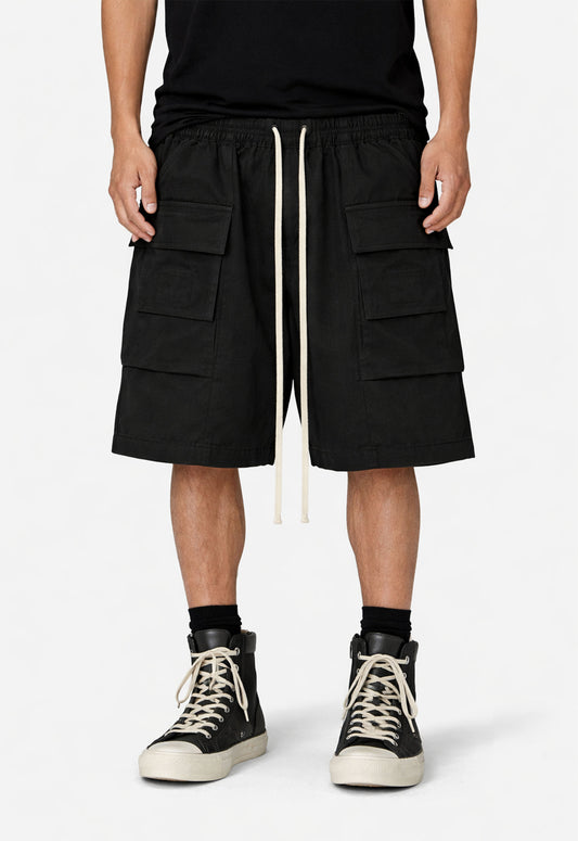 NOIR DROP-CROTCH CARGO SHORTS