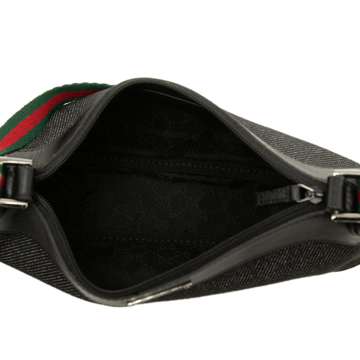 Shoulder Bag Denim Web Black (Pre-Owned)