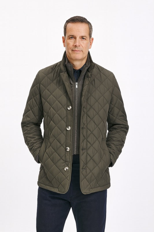 Dual-Layer Quilted Nylon Jacket - Gray