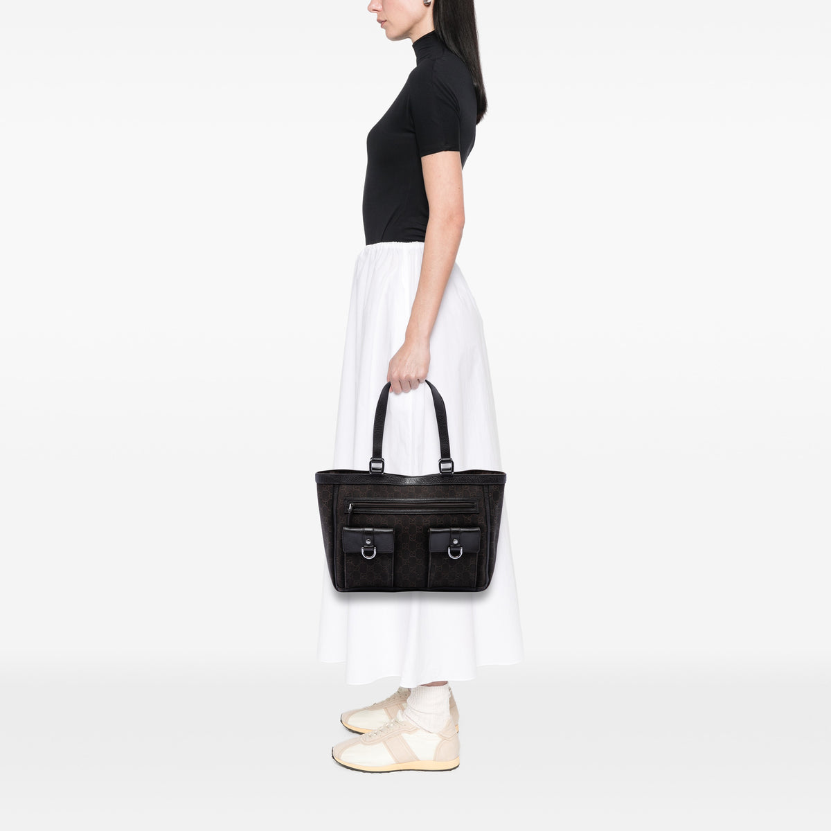 Tote Bag Abbey D-Ring Denim Brown (Pre-Owned)