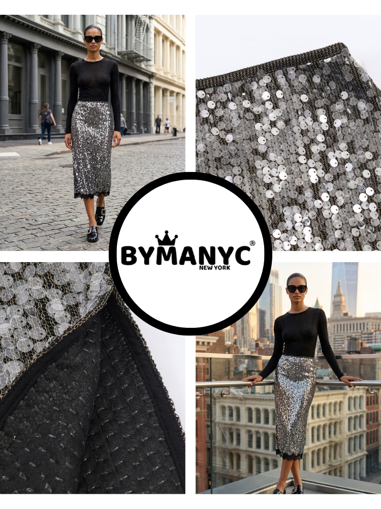 SOHO Women's Sequin & Lace Midi Skirt Prêt-à-Porter BYMANYC ® NY