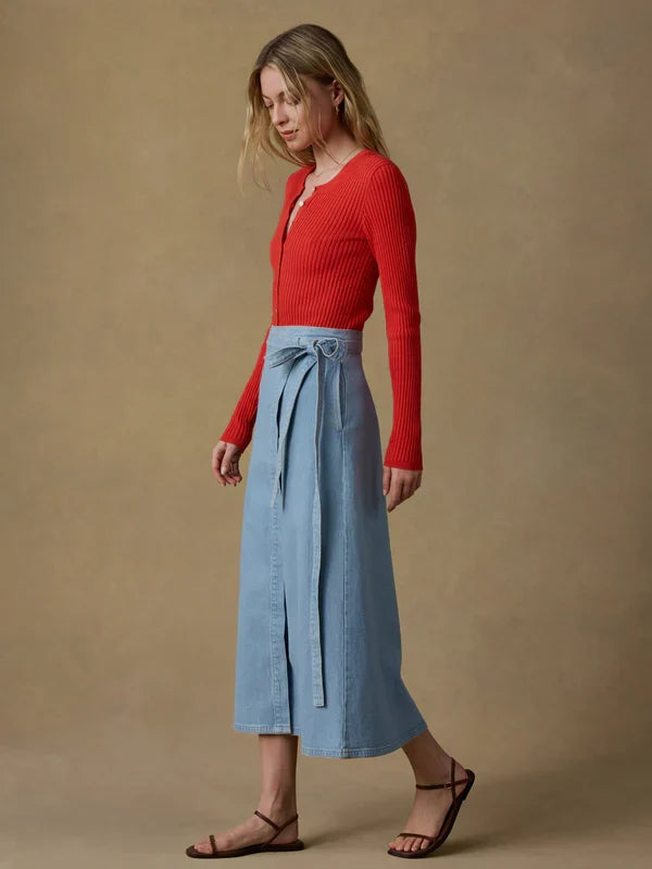Faherty Solstice Denim Wrap Skirt