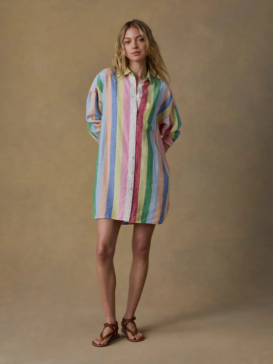 Faherty Laguna Linen Mini Shirtdress