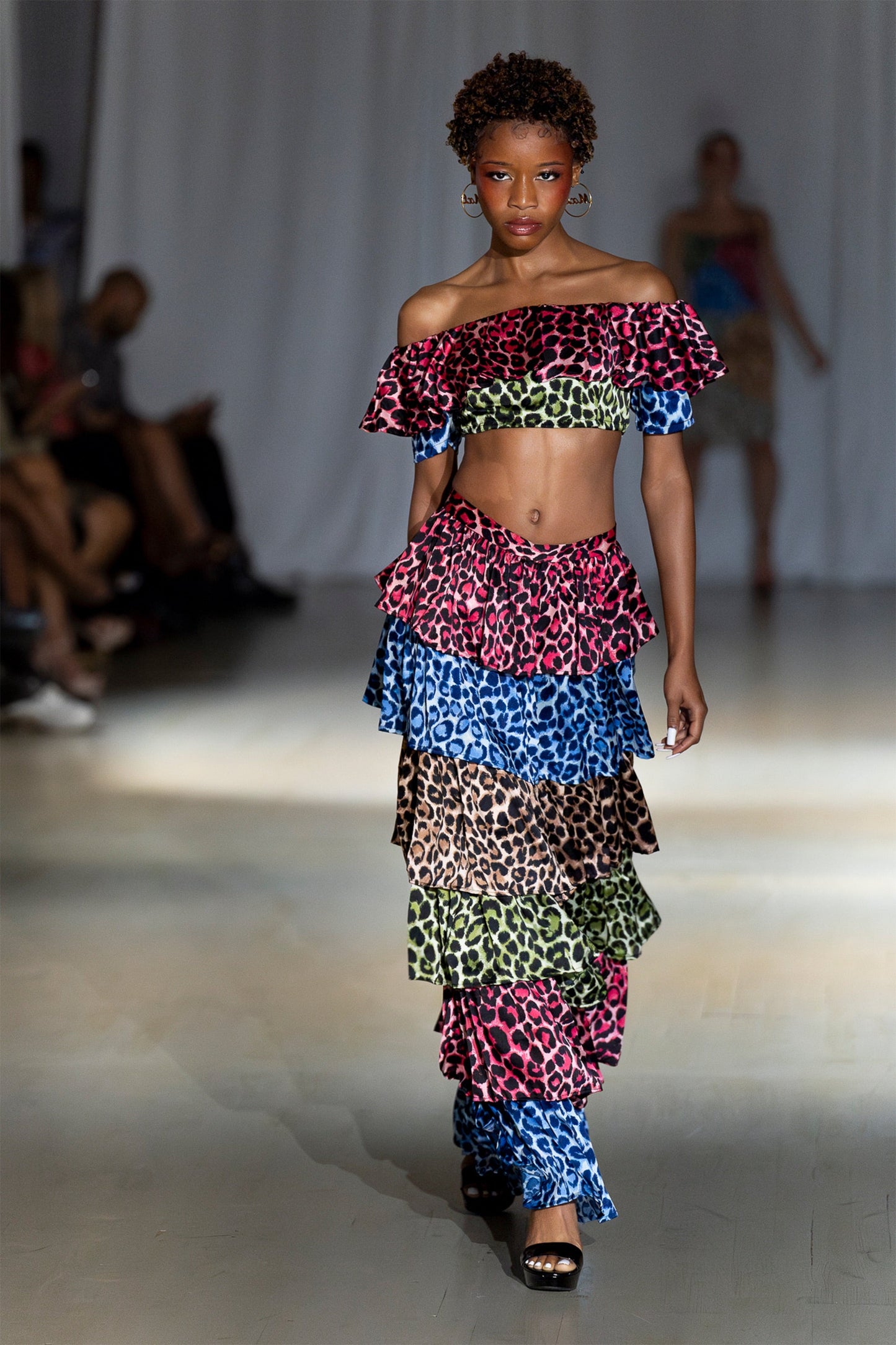 Ana Ruffled Cheetah Print Skirt Set