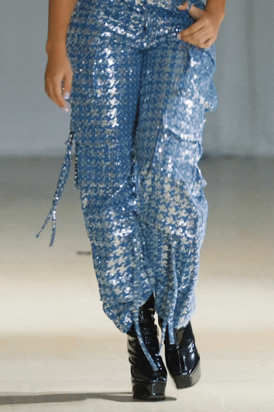 Kelly Sequin Cargo Denim Pants